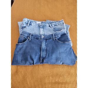 Good American Plus Denim Jeans Dark Light Wash Frayed Cotton Size 22 SET of 2